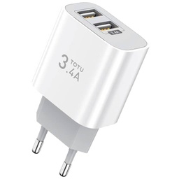[A_STTOT-349984] Chargeur secteur pour Smartphone et Tablette, 3.4A Blanc 2x USB 2.0 18W (Totu CACA-021)